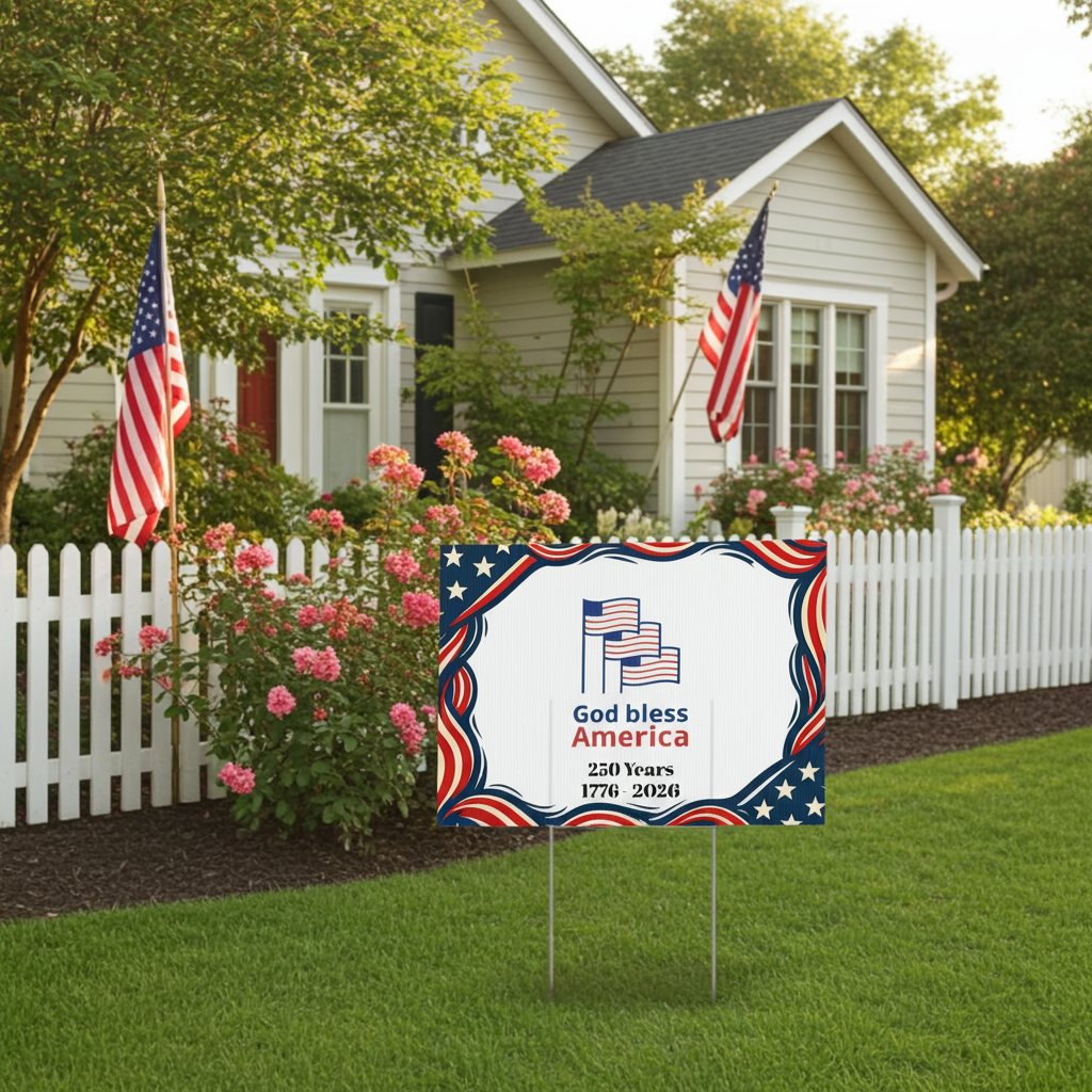 Sign in yard 2 - July 4