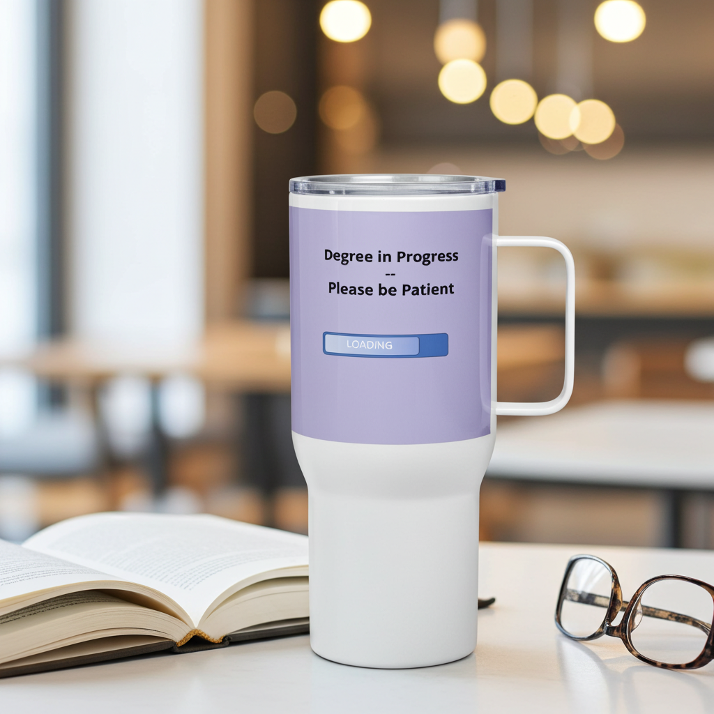 Degree in Progress Travel Mug — Please Be Patient - CoRa Lu Designs